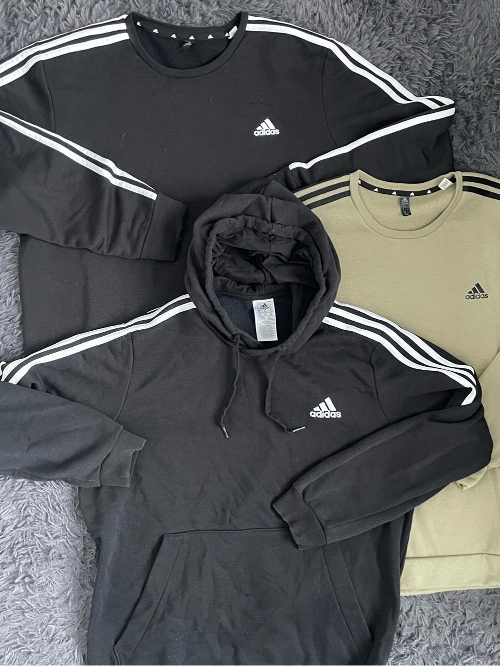 Men Size XL adidas Sweatshirt Hoodie Bundle Lot Black White Olive Green